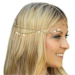 Gold Sequins Head Chain Jewelry Festival Halloween Prom Costume Hair Accessories